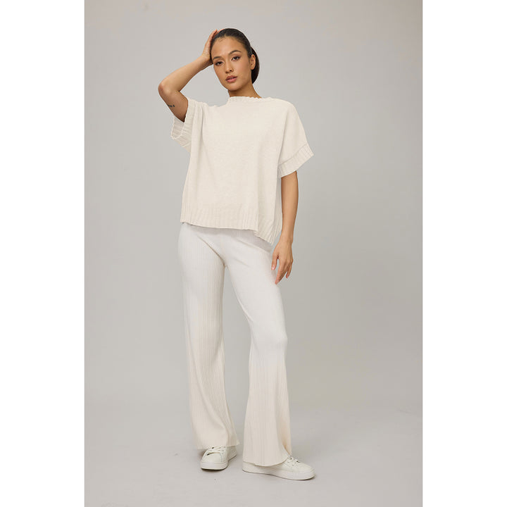 Pistache Oversized Knit Vest with Rib Detail