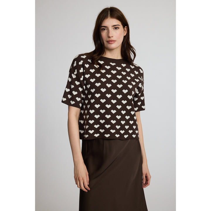 Pistache Fine Knit Heart Knitted Sweater