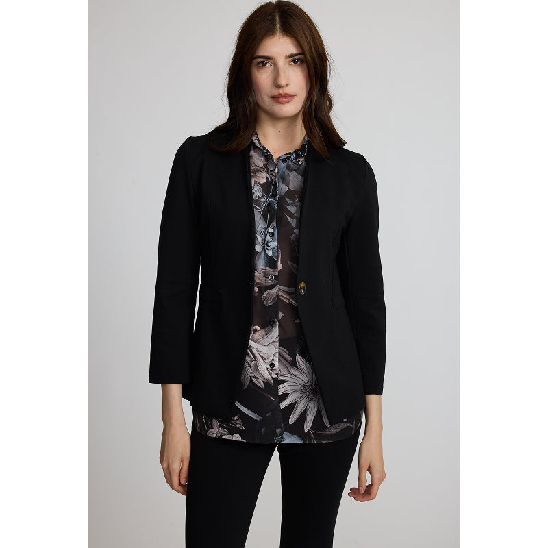 Pistache Georgette Button Down Blouse in Milano Midnight Floral Print