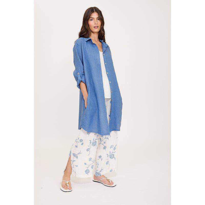 Pistache Linen Blouse Dress