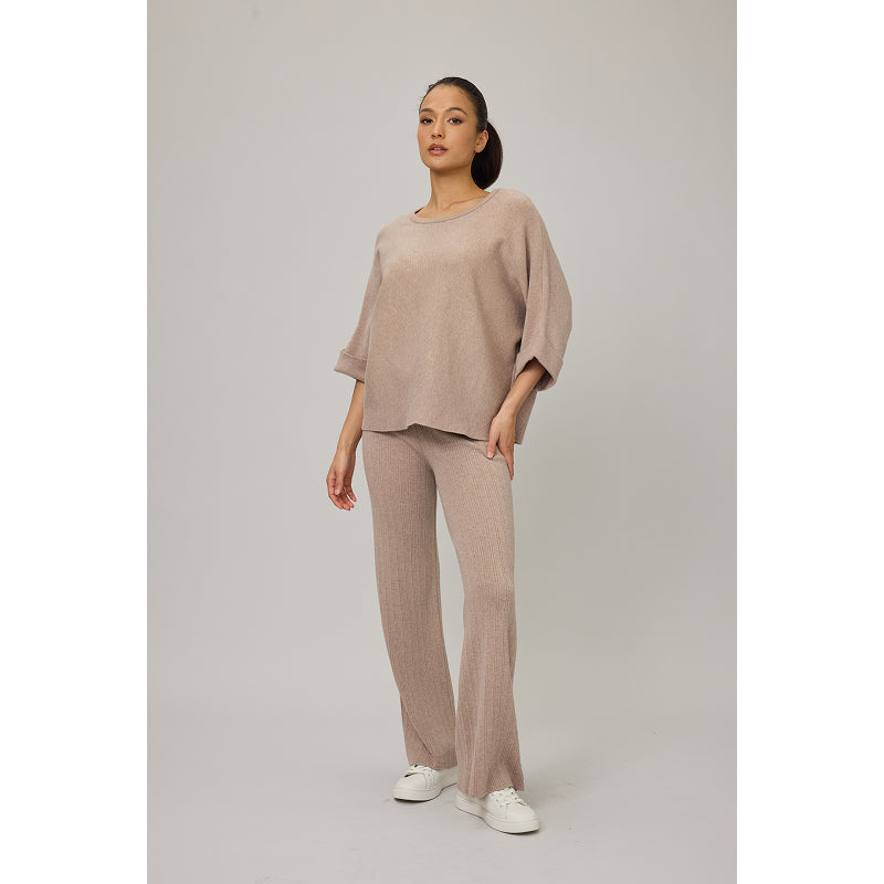 Pistache Knit Sweater with Folded Sleeve