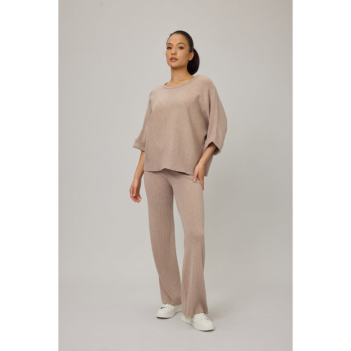 Pistache Knit Sweater with Folded Sleeve