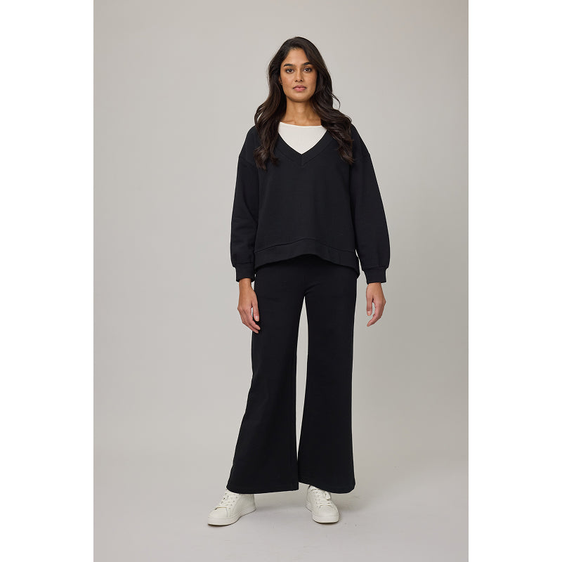 Pistache Wide Leg Terry Cotton Pull On Lounge Pant
