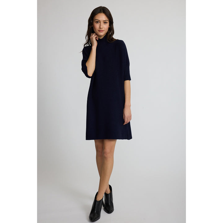 Pistache Rib Funnel Neck Fine Knit Dress