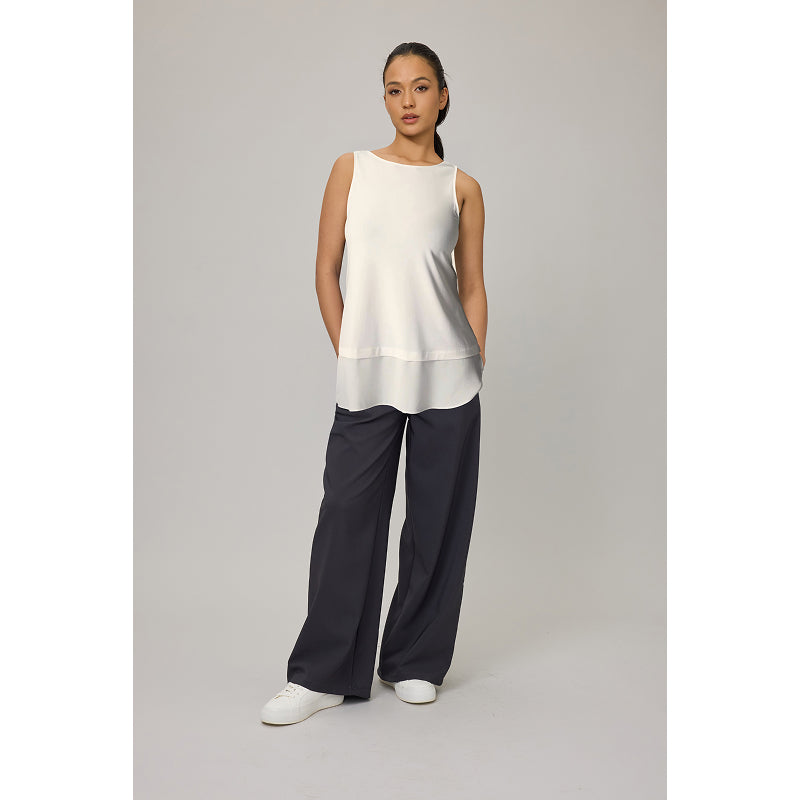 Pistache Second Skin Viscose Tank with Crepe Bottom