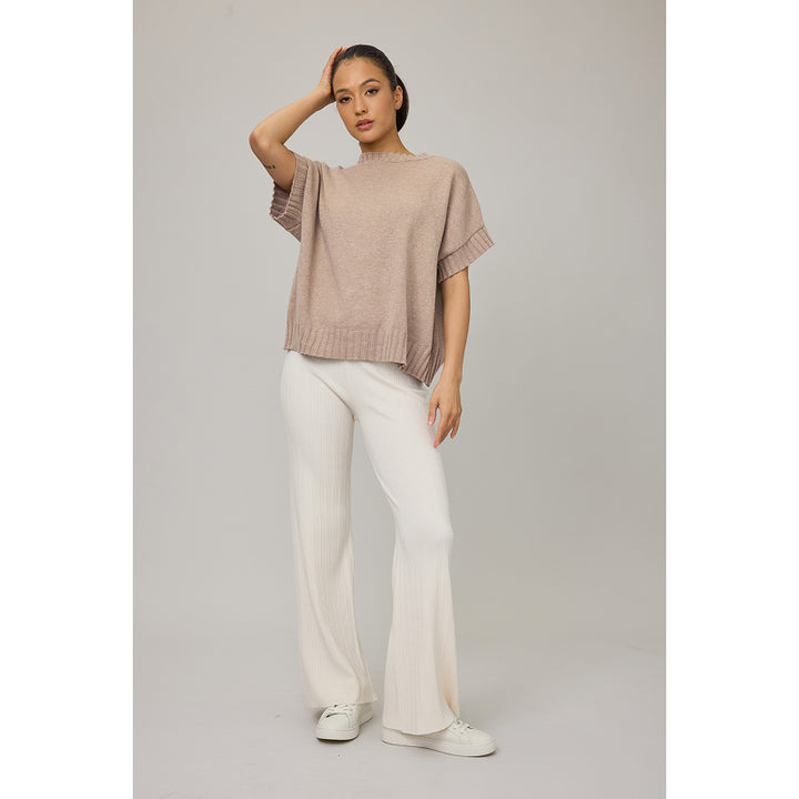 Pistache Oversized Knit Vest with Rib Detail