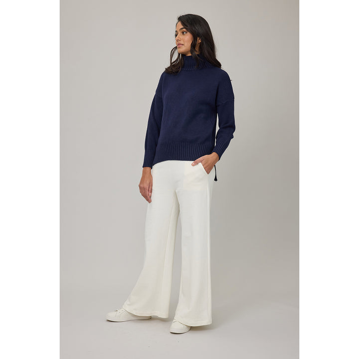 Pistache Wide Leg Terry Cotton Pull On Lounge Pant