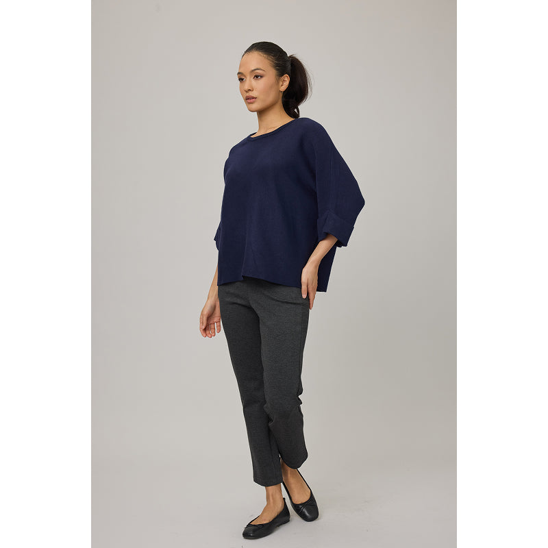 Pistache Knit Sweater with Folded Sleeve