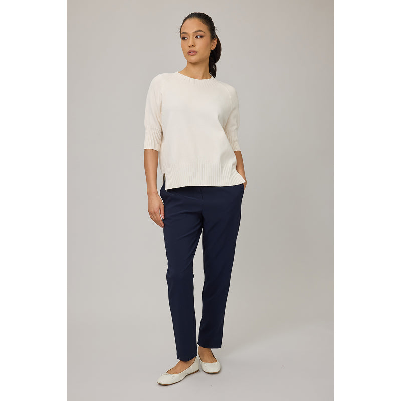 Pistache Short Sleeve Crew Knit Sweater with Ribbing