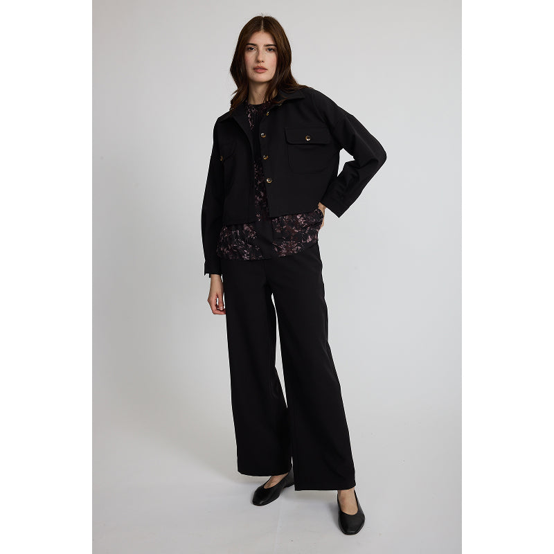 Pistache Georgette Plisse Blouse in Pink/Bordeaux Floral Print
