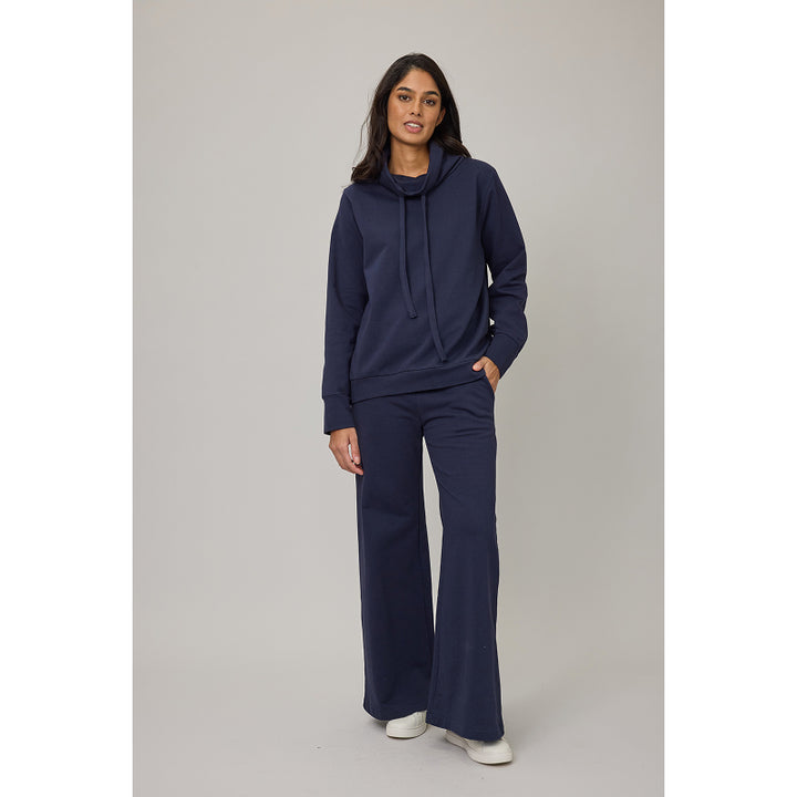 Pistache Wide Leg Terry Cotton Pull On Lounge Pant