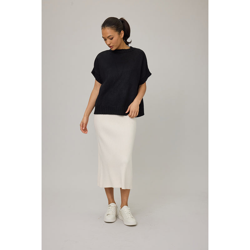 Pistache Oversized Knit Vest with Rib Detail