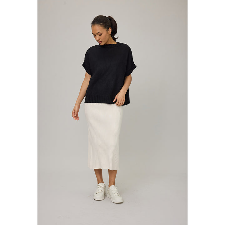 Pistache Oversized Knit Vest with Rib Detail