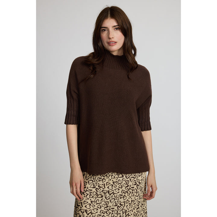 Pistache Rib Funnel Neck Fine Knit Sweater