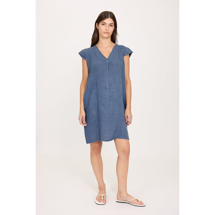 Pistache Cap Sleeve Linen Dress