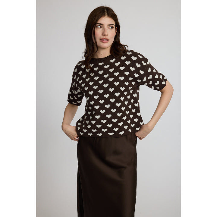 Pistache Fine Knit Heart Knitted Sweater