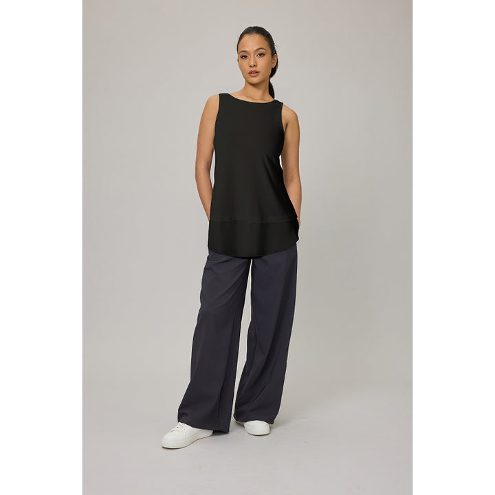 Pistache Second Skin Viscose Tank with Crepe Bottom