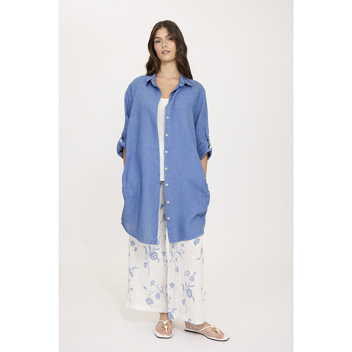 Pistache Linen Blouse Dress