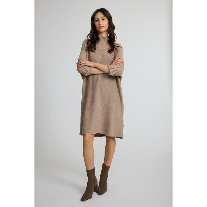 Pistache Rib Funnel Neck Fine Knit Dress