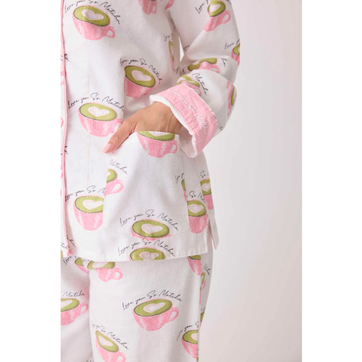 PJ Salvage Love 'U' So Matcha Cozy Flannel PJ Set