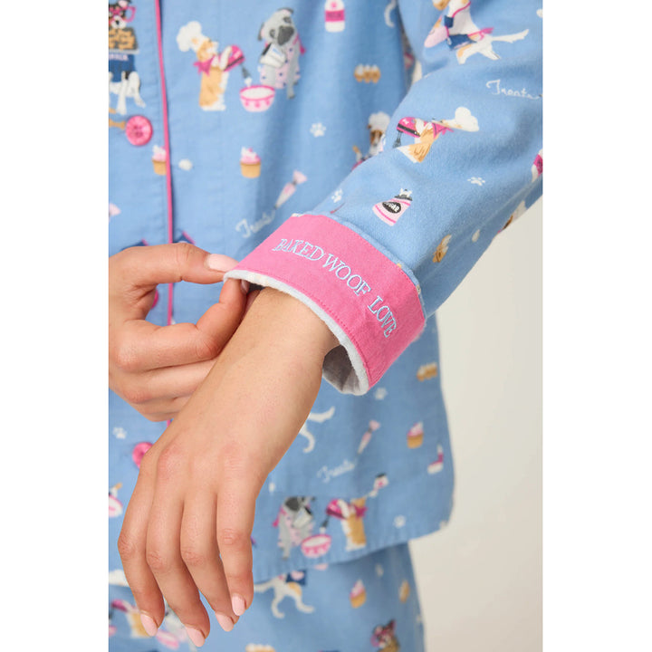 PJ Salvage Baked Woof Love Dog Print Flannel PJ Set