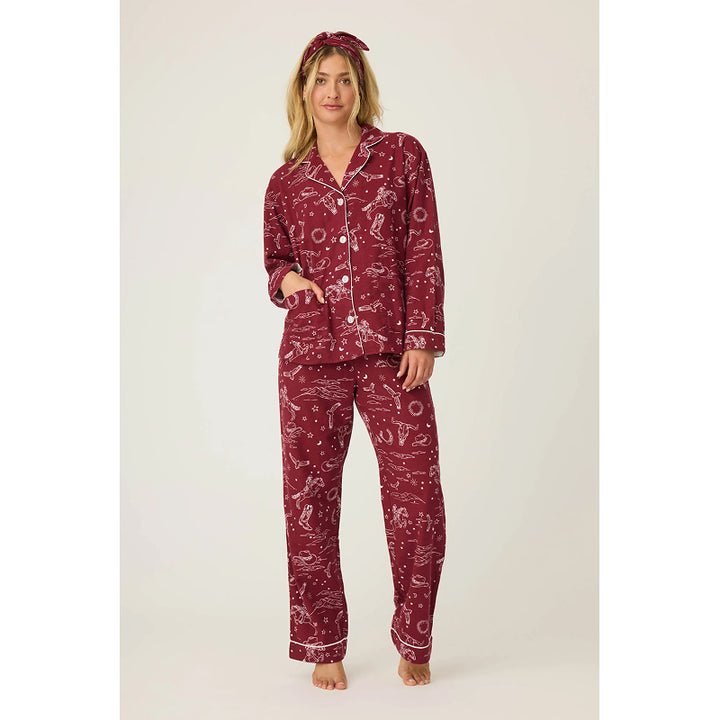 PJ Salvage Hold Your Horses Western Print Flannel PJ Set
