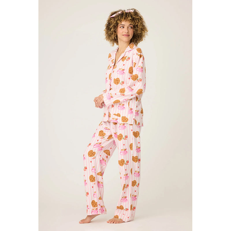 PJ Salvage Brunch Club Breakfast Print Flannel PJ Set