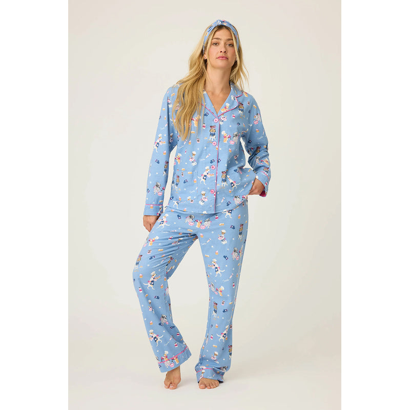 PJ Salvage Baked Woof Love Dog Print Flannel PJ Set