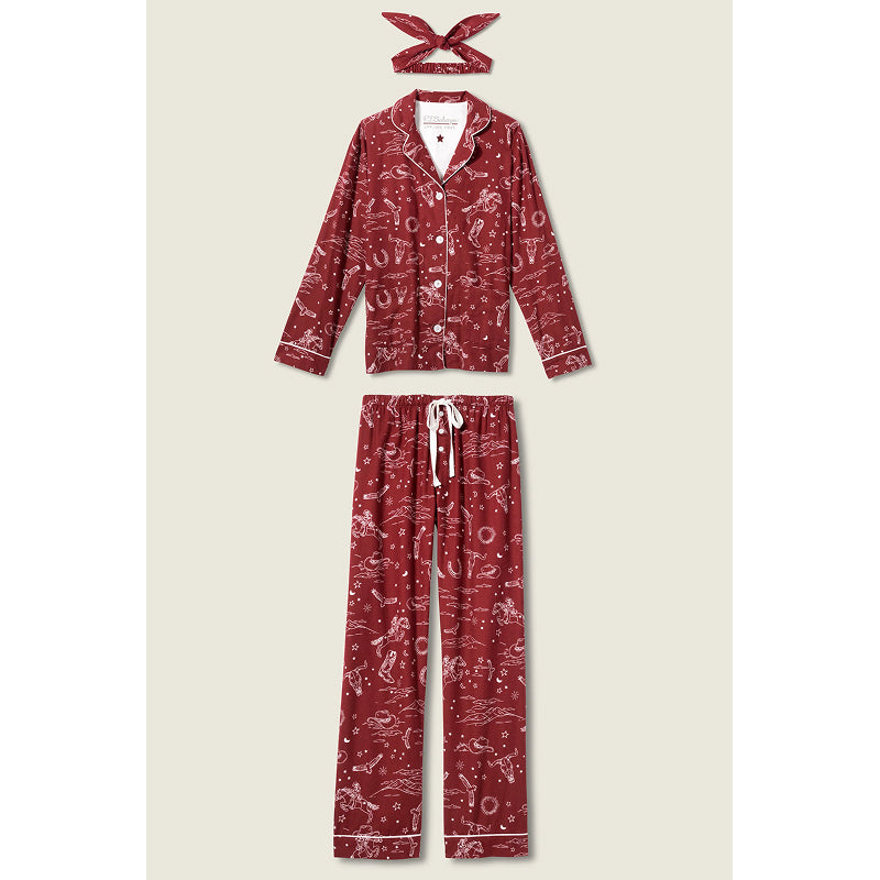 PJ Salvage Hold Your Horses Western Print Flannel PJ Set