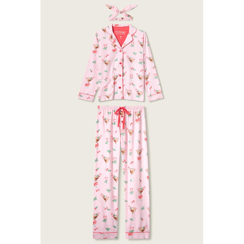 PJ Salvage Tini Time Drink Print 3-Piece Flannel PJ Set