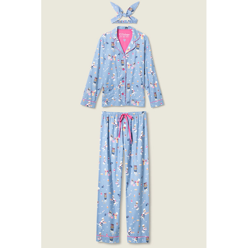 PJ Salvage Baked Woof Love Dog Print Flannel PJ Set