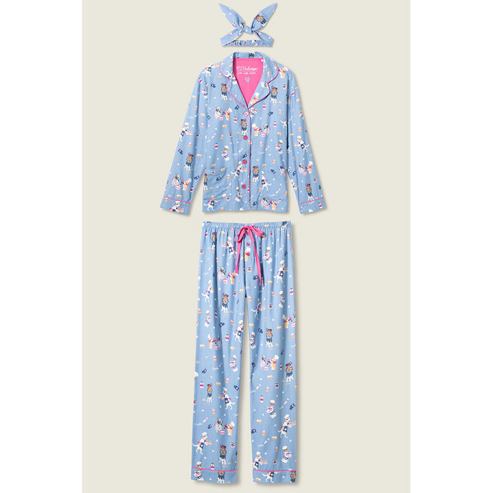 PJ Salvage Baked Woof Love Dog Print Flannel PJ Set