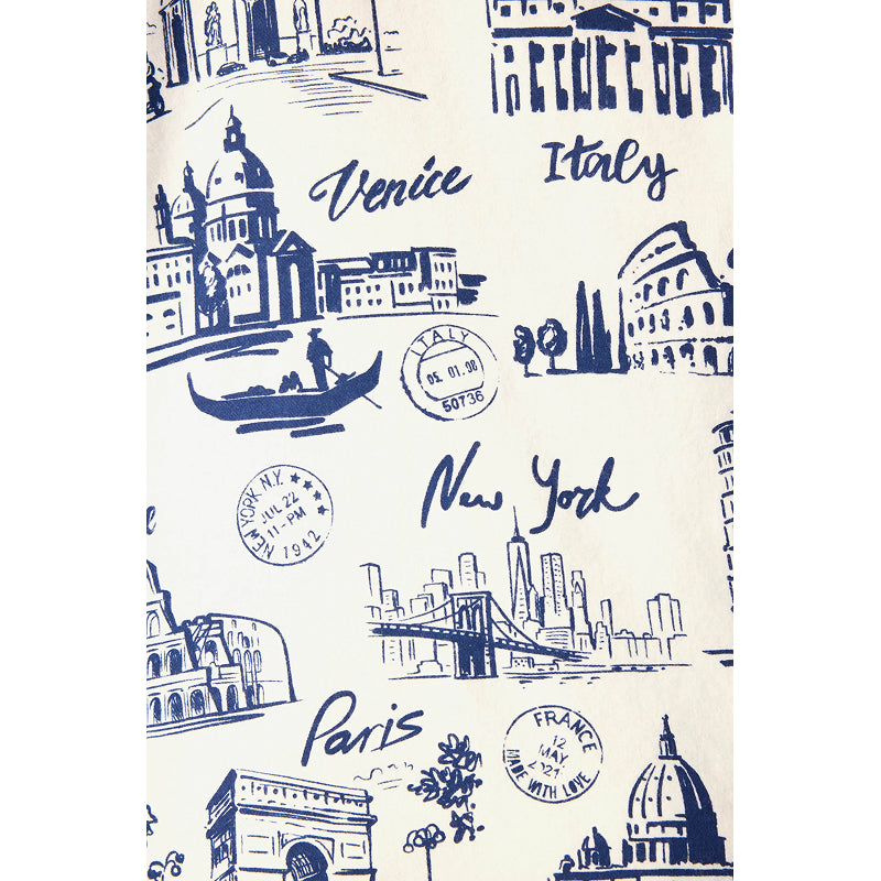 PJ Salvage Bon Voyage Travel Print Flannel PJ Set