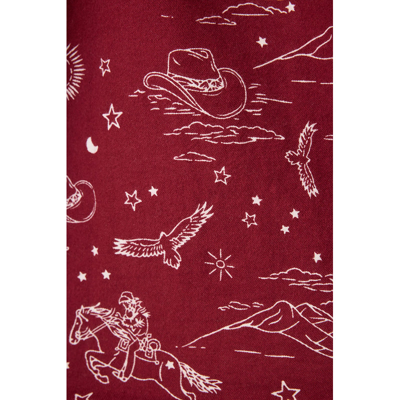 PJ Salvage Hold Your Horses Western Print Flannel PJ Set