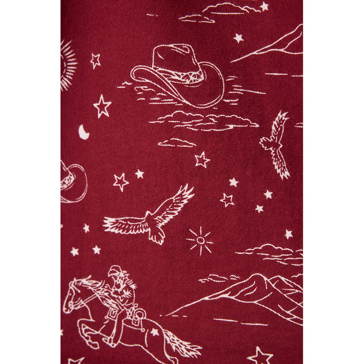 PJ Salvage Hold Your Horses Western Print Flannel PJ Set