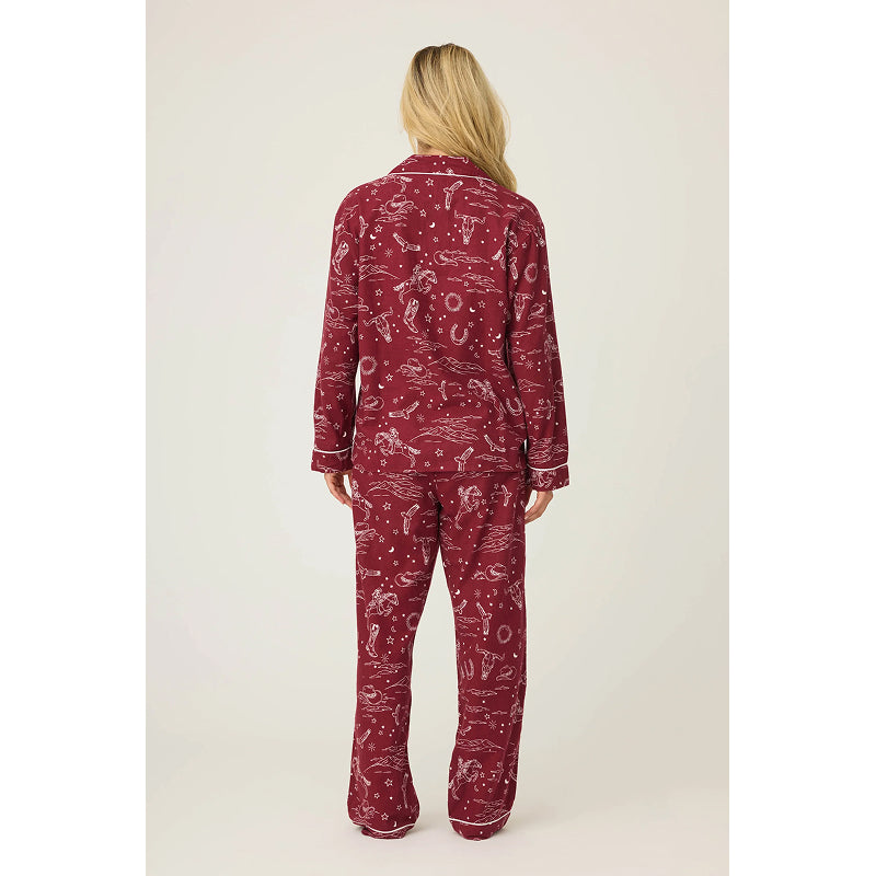 PJ Salvage Hold Your Horses Western Print Flannel PJ Set