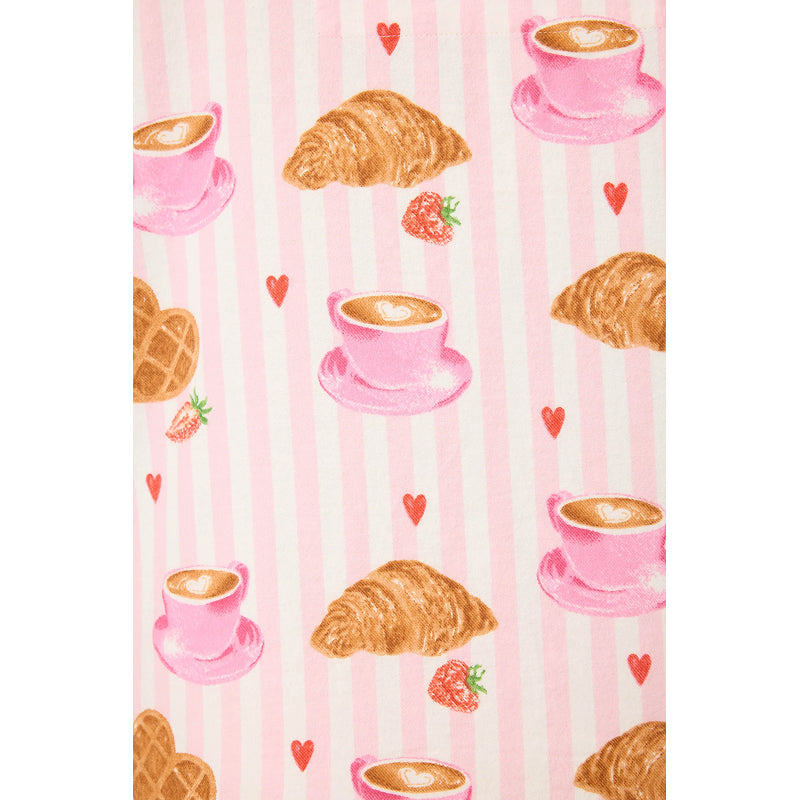 PJ Salvage Brunch Club Breakfast Print Flannel PJ Set