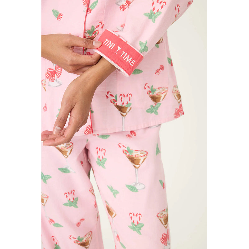PJ Salvage Tini Time Drink Print 3-Piece Flannel PJ Set