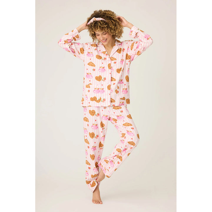 PJ Salvage Brunch Club Breakfast Print Flannel PJ Set