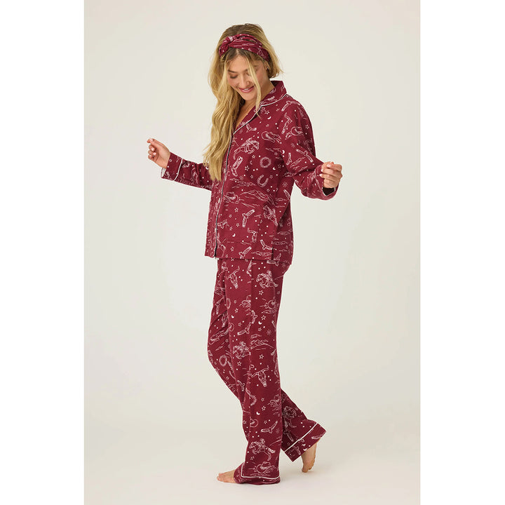 PJ Salvage Hold Your Horses Western Print Flannel PJ Set