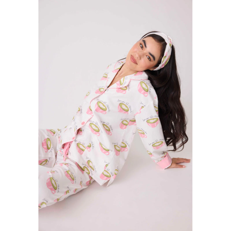 PJ Salvage Love 'U' So Matcha Cozy Flannel PJ Set