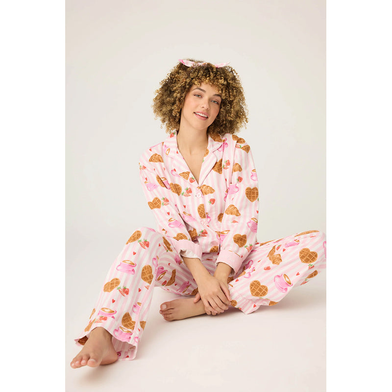 PJ Salvage Brunch Club Breakfast Print Flannel PJ Set