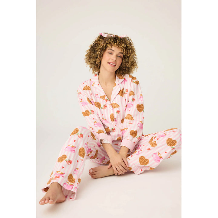 PJ Salvage Brunch Club Breakfast Print Flannel PJ Set