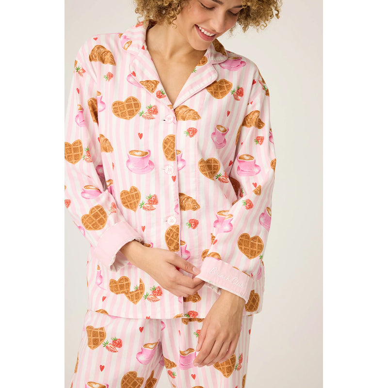 PJ Salvage Brunch Club Breakfast Print Flannel PJ Set