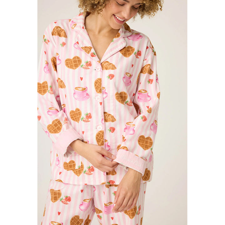 PJ Salvage Brunch Club Breakfast Print Flannel PJ Set