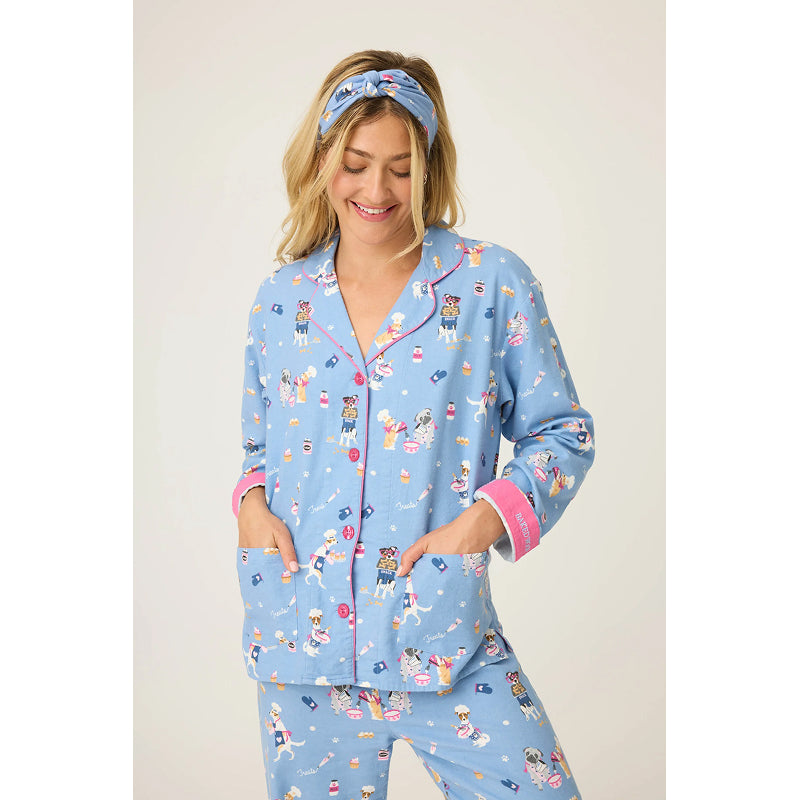 PJ Salvage Baked Woof Love Dog Print Flannel PJ Set