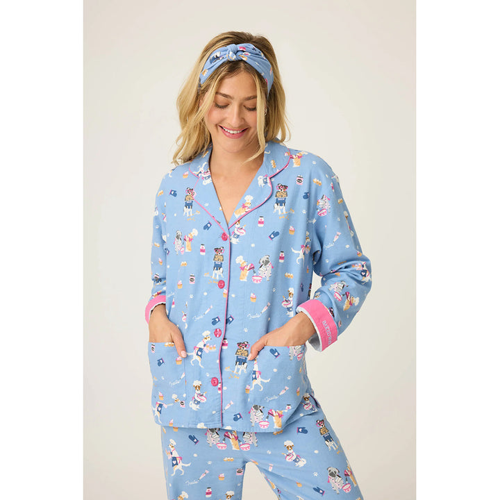 PJ Salvage Baked Woof Love Dog Print Flannel PJ Set