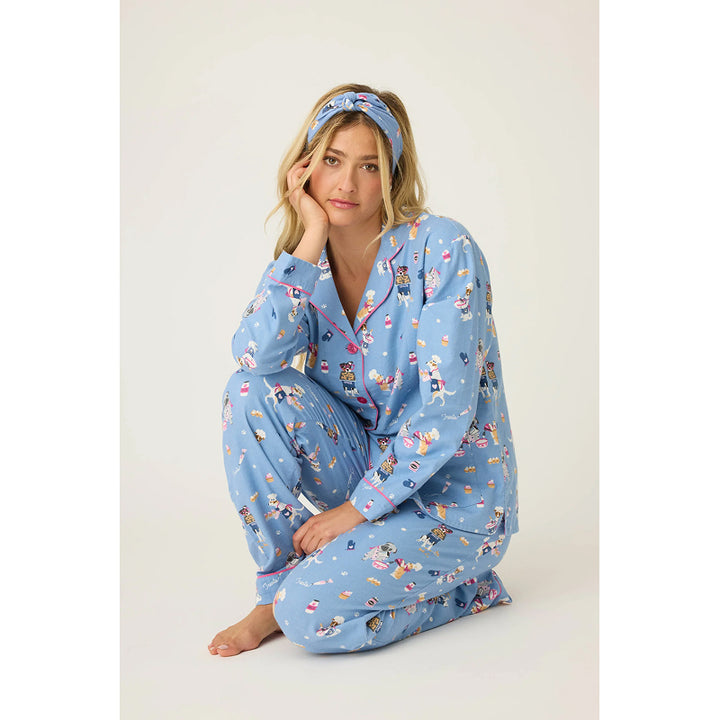 PJ Salvage Baked Woof Love Dog Print Flannel PJ Set