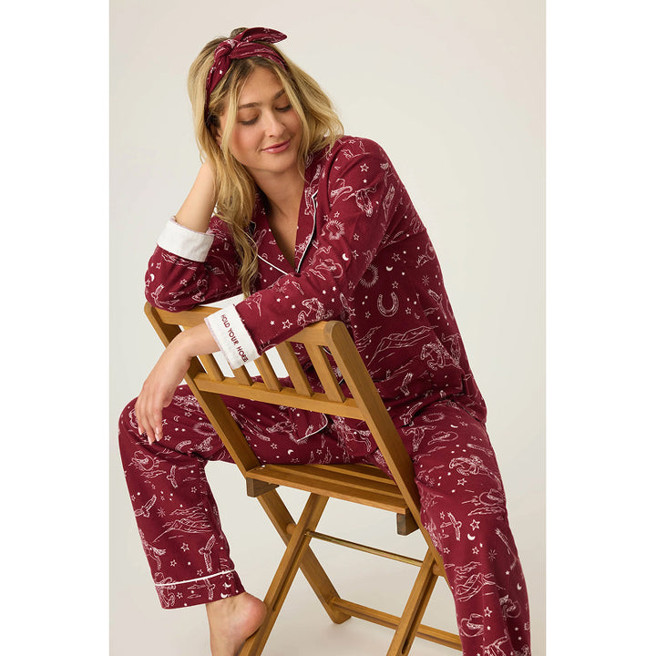PJ Salvage Hold Your Horses Western Print Flannel PJ Set