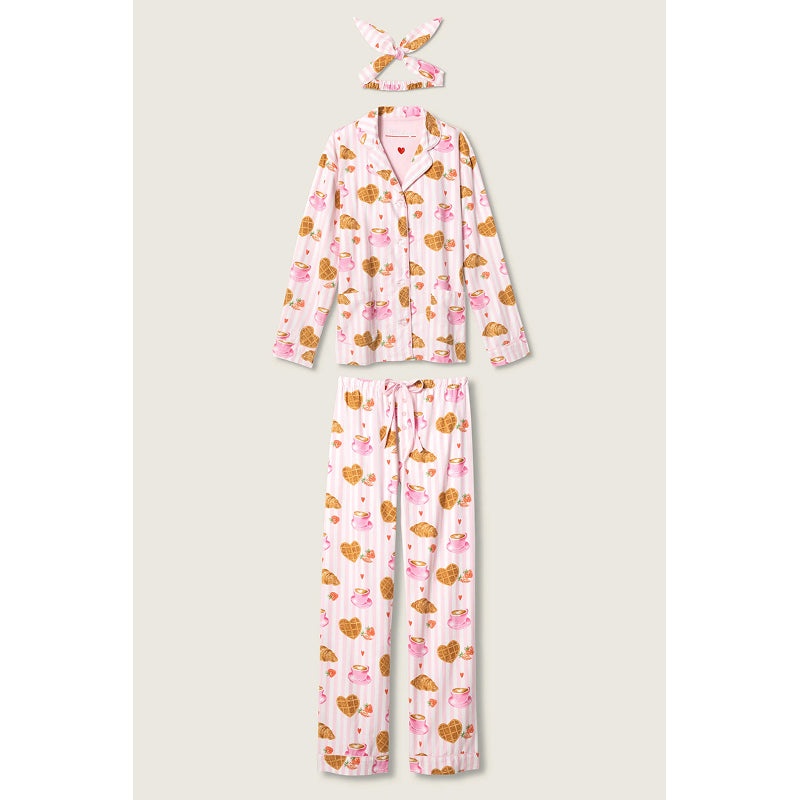 PJ Salvage Brunch Club Breakfast Print Flannel PJ Set